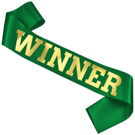 Winner Satin Sash Party Accessory, Green And Gold Winner Satin Sashes Celebrate In Style At Parties, Contests, Sporting Events And Competitions, 1st Place Award Sash Grand Prize Ribbon Winner Victory
