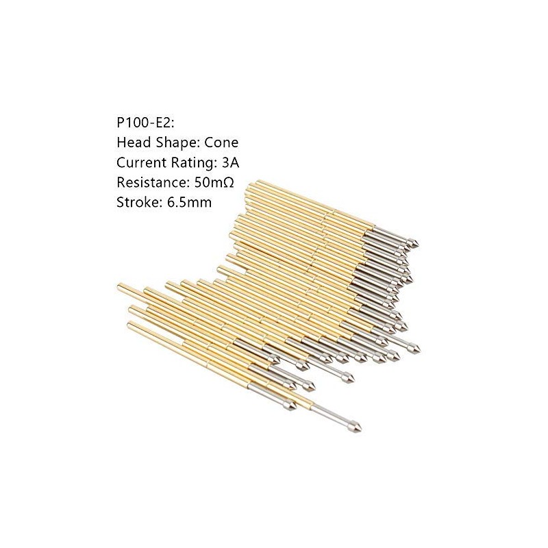 Pogo Pins Pack of 100 P100-E2 Spring Contact, Diameter 1.5