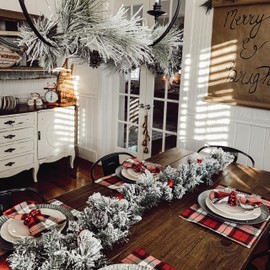 Fraser Hill Farm 24" Wreath and 6-Ft. Garland Set, Snow Flocked with Pinecones, FFCH002SET-0SN