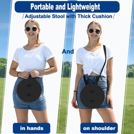 TAIWANBED 2026 Upgraded 45cm Collapsible Stool with Cushion, Maximum Loading 440 Pounds, Portable and Lightweight Adjustable Seat, Camping Retractable Stool for Outdoor Camping, Fishing, Hiking, BBQ