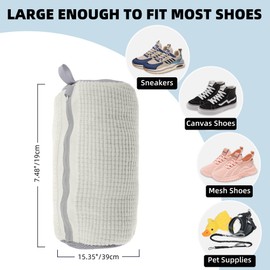FurrPhunny 2Pcs Shoe Washing Machine Bag, Quick & Easy Cleaning, Laundry Shoe Bag for Washer and Dryer, Cleaning Bag for Sneaker & Most Shoe Types and Sizes (White)