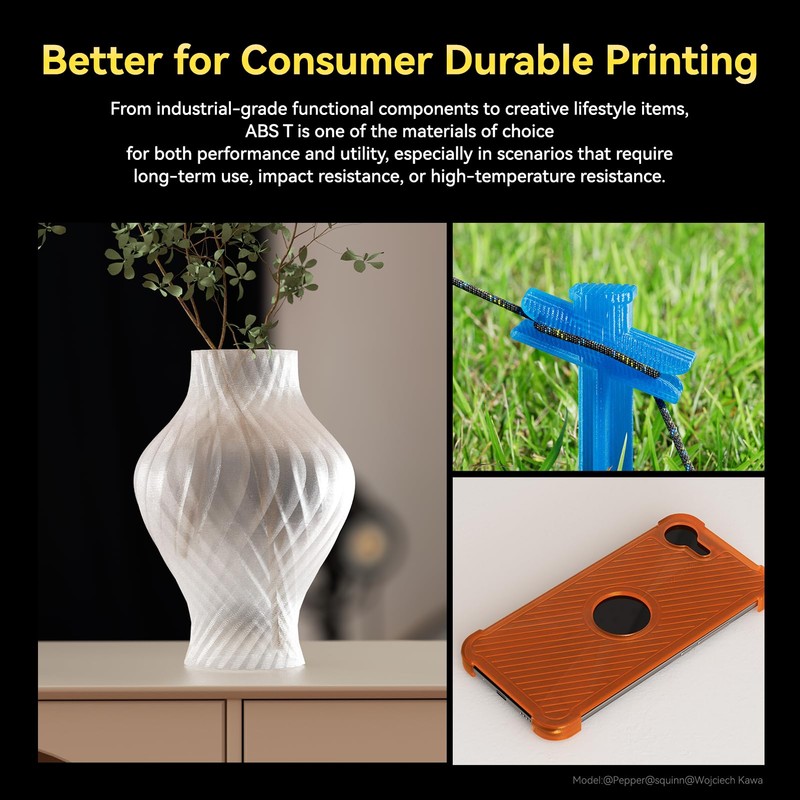 JUSTMAKER ABS Transparent 3D Printer Filament, Upgraded Strength Heat Resistant