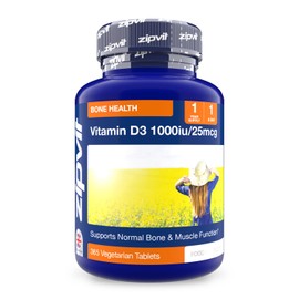 Zipvit Vitamin D 1000IU, 1 Year Supply, 365 Vegetarian D3 Tablets, High Absorption, Easy-to-Swallow Vitamin D Tablets for Immune, Bone & Muscle Health