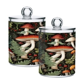 Zhirexin Cartoon Mushroom 2PC Airtight Transparent Glass Storage Jar, Food Storage Container Glass, Can Store Candy, Salt, Coffee Beans, With lid, Easy To Use