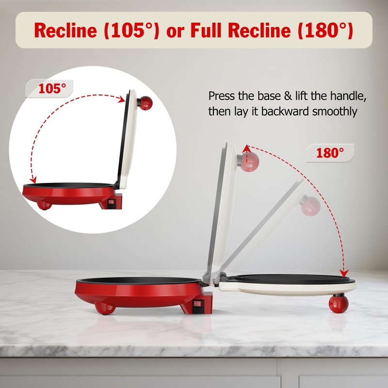 KEINVE 1000W Pizza Maker, 2-in-1 Indoor Griddle and Pizza Cooker,