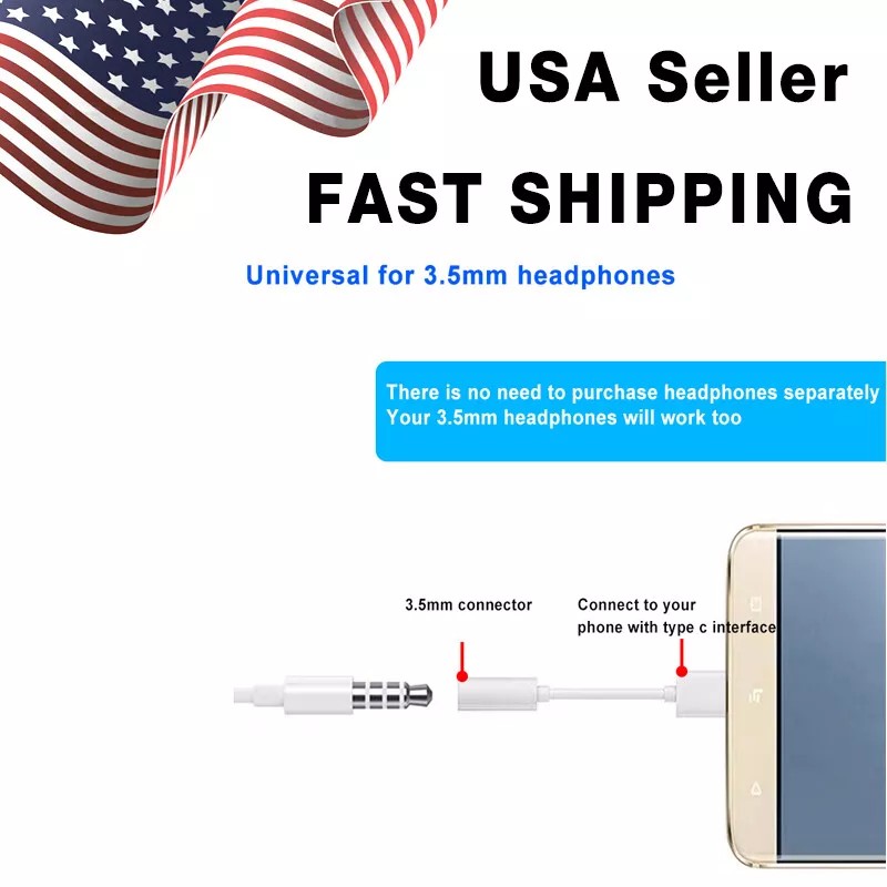 Universal USB C Type C Adapter to 3.5MM Aux Audio