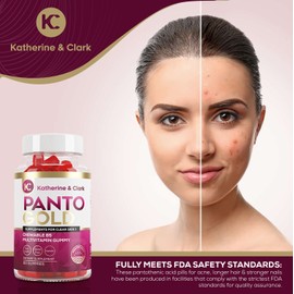 Katherine & Clark Panto Gold Vitamin B5 Pantothenic Acid Gummies for Acne - Hair Skin and Nails Gummies - Biotin, Zinc, Folic Acid Chewable Non-GMO Gluten-Free for Body - Oily Skin Gummies - 60 Count