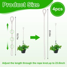 4 Pcs Hanging Chains Plant Hanger Extender Indoor Hanging Planter Connectable Hanging Plant Extender Rope Plant Hanger Plant Extenders for Hanging Baskets Outdoor Plant Pot Decoration(Beige)