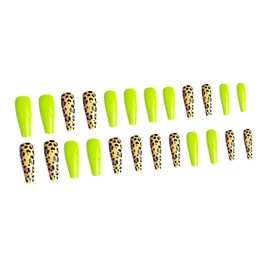 FOMIYES 24pcs Fake Nail Patch Decals Short Press Nails Fake Nails for Square Fake Women Glossy False Nail Coffin Fake Nail Impress Press Nails False Nails Leopard False Nail Plastic