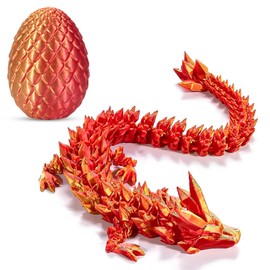 Pack of 2 Dragon Egg, 3D Printed Dragon Egg, 3D Printed Dragon 22 cm Design Movable, Mysterious Dragon Toy, Realistic, Colourful (Red/Gold)