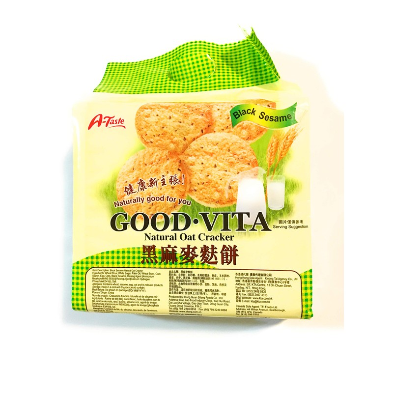A-Taste Good Vita Black Sesame Natural Oat Cracker 13.3 Oz(2