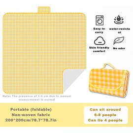 OPVXZAD Checked Picnic Mat Waterproof Beach Blanket with Handle Picnic Mat 200 cm x 200 cm for 5-8 People 8 Styles Hawaii Party Paper Glasses for Beach Picnic Camping Parks
