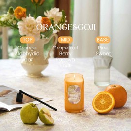 M&SENSE Orange&Goji Candles for Home Scented, 10.6 Oz Soy Wax Candles Non Toxic Jar Candle Up to 60 Hours Long Burning Home Fragrance Gift for Stress Relief, Meditation, Yoga