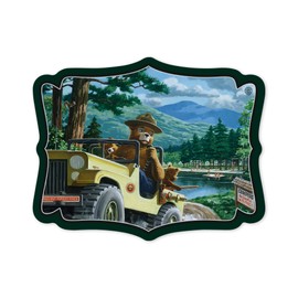 Die Cut Sticker Smokey Bear, Leaving in SUV, Contour, Vintage Poster Vinyl Sticker 3 to 6 inches, (Waterproof Decal for Cars, Water Bottles, Laptops, Coolers), Large
