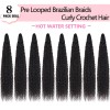 Pre Looped Micro Curly Crochet Hair 18 Inch 8 Packs
