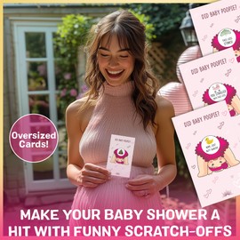 Did Baby Poopie Girl Baby Shower Scratch Off Game - Funny Losing Emoji Phrases on Cards - Hilarious Girl Shower Game for Coed Party, Sprinkle, Fun & Easy Diaper Raffle Ticket 30 - 50 Guests