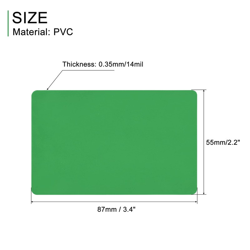 sourcing map Pack of 50 Blank PVC Cards Green Plastic