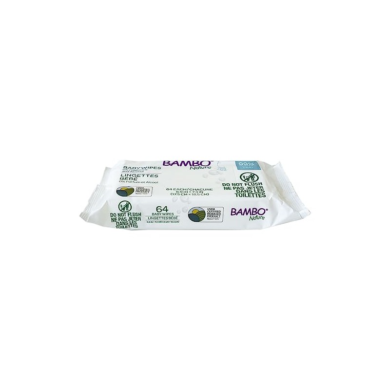 Bambo Nature USDA Certified Biobased Baby Wipes 64 Count