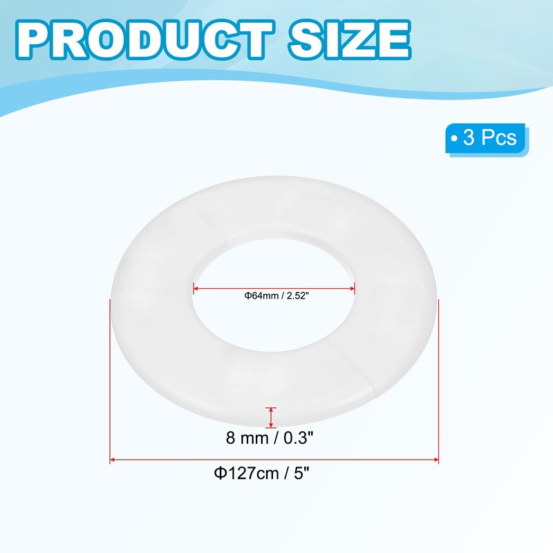 PATIKIL Wall Split Flange 2.52"/64mm, 3Pcs ABS Round Self-Adhesive Escutcheon