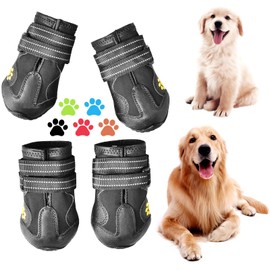 CovertSafe& Dog Boots for Dogs Non-Slip, Waterproof Dog Booties for Outdoor, Dog Shoes for Medium to Large Dogs 4Pcs with Rugged Sole Black