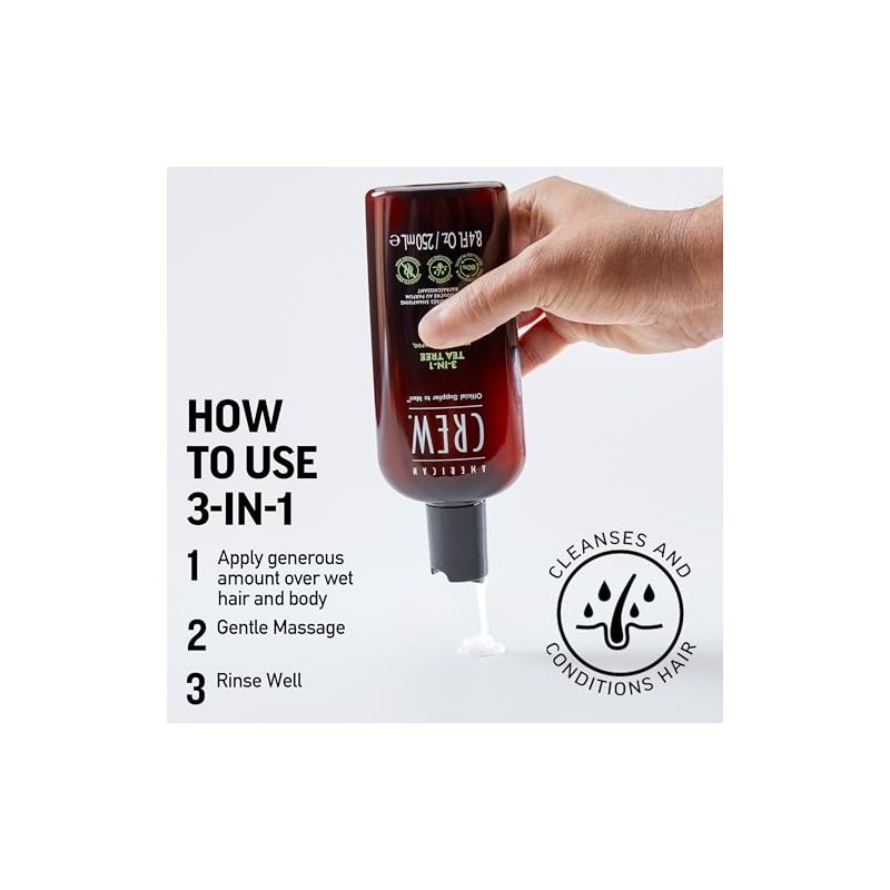 American Crew 3-In-1 Tea Tree Shampoo & Conditioner & Body
