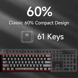 KEMOVE K61SE Gaming Mechanical Keyboard, 60 Percent Wired RGB Backlit N-Key Rollover Compact Mini 61 Keys Keyboard for PC Laptop, Blue Switch