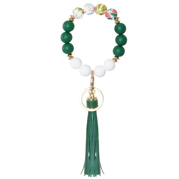 JTYKUYR Wristlet Silicone Bangle Chains for Women, Beaded Keychain with