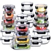 EATEX 48pc Glass Storage Containers with Lids, 24 Set Glass