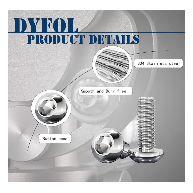 20Pcs 1/4"-20x1-1/2 Button Head Socket Cap Bolts Screws,304 Stainless Steel