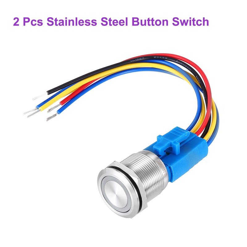 DMiotech 2 Pack 7/8 Inch Stainless Steel Latching Push Button