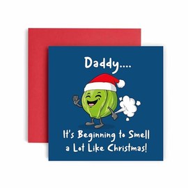 Huxters Christmas Cards for Men - Smells Like Sprout Christmas Daddy Christmas Card for him - Funny Holiday Card for Daddy Fun Happy Christmas - 14.8cm (Daddy)