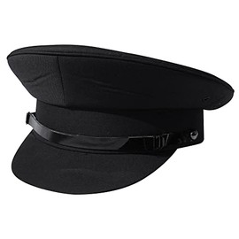 Black Chauffeur Style Peaked Cap | Size 57cm | Traditional Style Ideal for Weddings, School Proms and Special Events| Driving Cap | Size 57cm | UK Size 7 | US Size 7 1/8