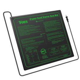 iPower GLHTMTMX2 2-Pack Durable Waterproof Seedling Heat Mat 20" x 20" Warm Hydroponic Plant Germination Starting Pad, Black