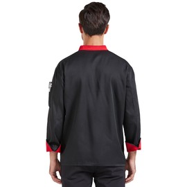 Nanxson CFM0016 Men's Chef's Jacket Unisex Breathable Cotton Baker's Jacket Long Sleeve Short Sleeve Chef Uniform Cooking Clothing with Buttons, black, L