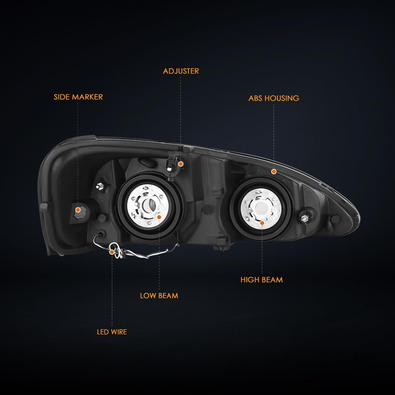 PM PERFORMOTOR [Pair] 3D Light Bar Headlights Assembly Compatible with