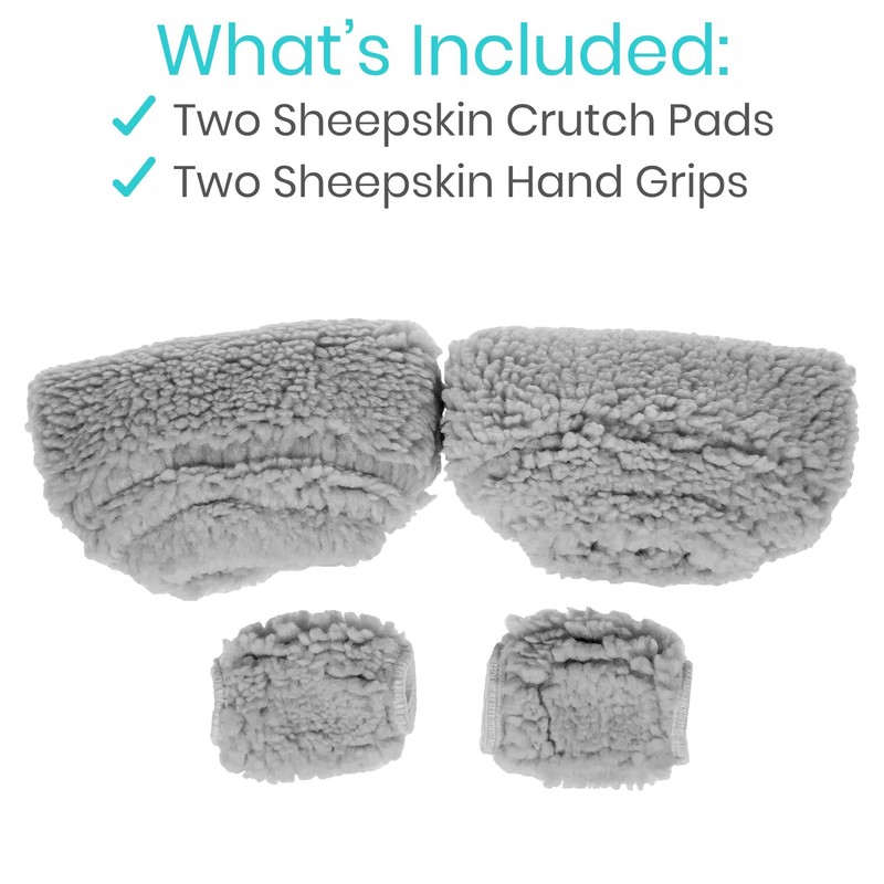 Vive Sheepskin Crutch Pads & Hand Grips for Adults, Kids,