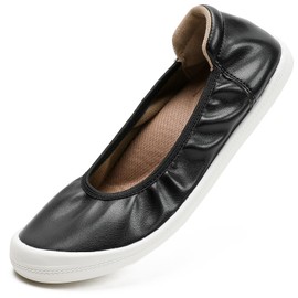 YOOSOOCHIC - Tenis sin cordones para mujer, cómodos y casuales para mujer, con soporte de arco, color dorado y negro, Negro -, 24 cm