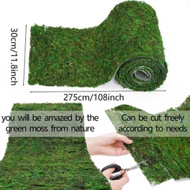 WGXX Moss Table Runner, Moss Roll Carpet Dried Moss Sheet Roll for Moss Wall for Wedding Party Garden Garden Decoration (108'' x 12'')