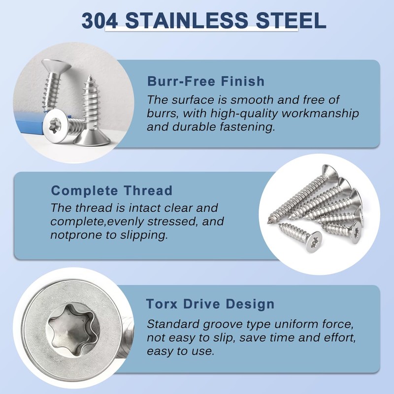 Drenky M5 x 20 mm Wood Screws Stainless Steel Tapping