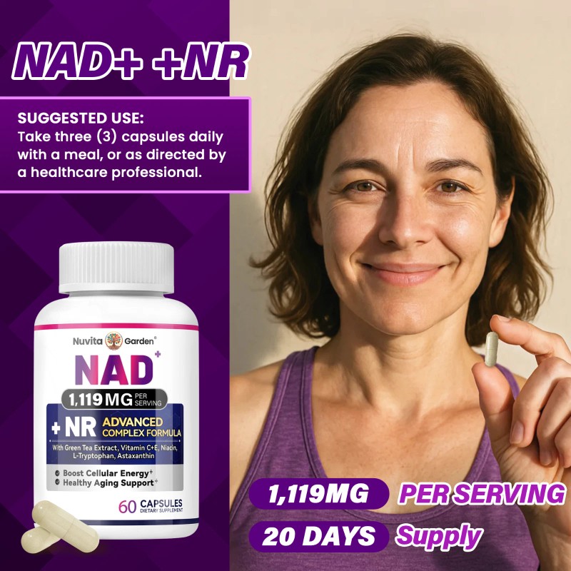 NuvitaGarden NAD+ Supplement for Anti-Aging Energy Focus & Nicotinamide Ribose