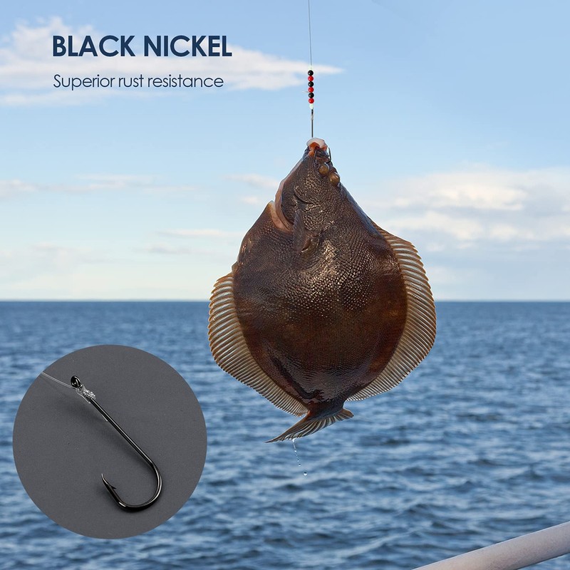 Luroad 5Pcs Sea Fishing Flapper Rigs 2 Hooks, Pre Tie