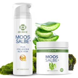 Shefave Moossalbe Antifaltencreme, 2pcs Moos Gesichtspflege Set, Moossalbe Gesicht Falten Feuchtigkeitscreme, Moos Salbe Beauty Cream, Gesicht und Körper, Geeignet für Alle Hauttypen