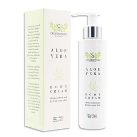 Chlorophyll Green Cosmetics, Face and Body Cream with Vitamin E, Pure Aloe Vera Gel Anti-Wrinkle, Moisturizing and Plumping Cream, After Sun Cream with Shea Butter, Jojoba Oil and Panthenol