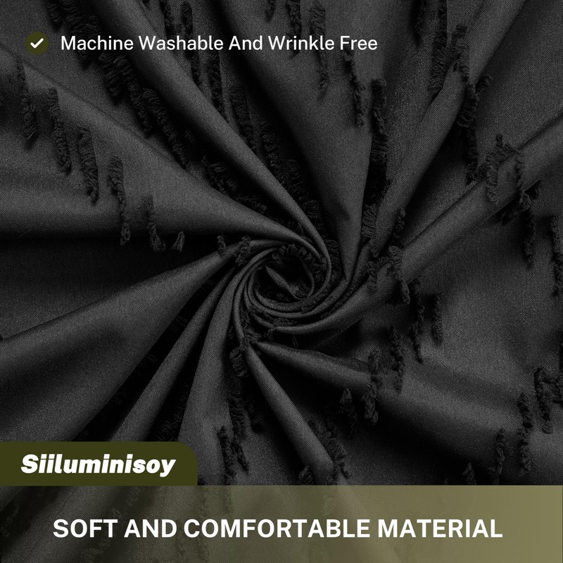 Siiluminisoy Small Stall Boho Shower Curtain Black Tassel Woven Fabric