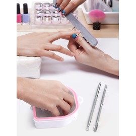 Nail Soaking Bowl, Soak Off Gel Polish Dip Powder Remover Manicure Bowl with Triangle Cuticle Peeler and Stainless Steel Cuticle Pusher Nail Art Tool (Pink-3pcs set)