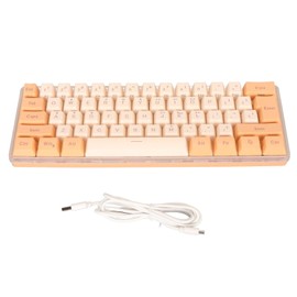 Ausla 60% Kabelgebundene Gaming-Tastatur, RGB-Tastatur mit 6 Hintergrundbeleuchtungseffekten, Kompakte 61-Tasten-Tastatur für 11 10 8 7 Vista, USB-Kabel, Plug-and-Play (Orange Gelb)