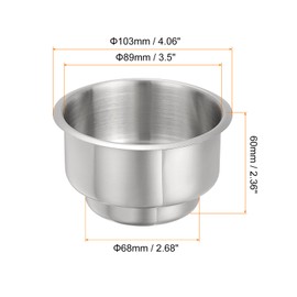 uxcell 201 Stainless Steel Drop-in Cup, 2.36" x 4.06" Drink Can Holder Poker Table Cup Holder Insert for Sofa Boat Car Marine, Silver