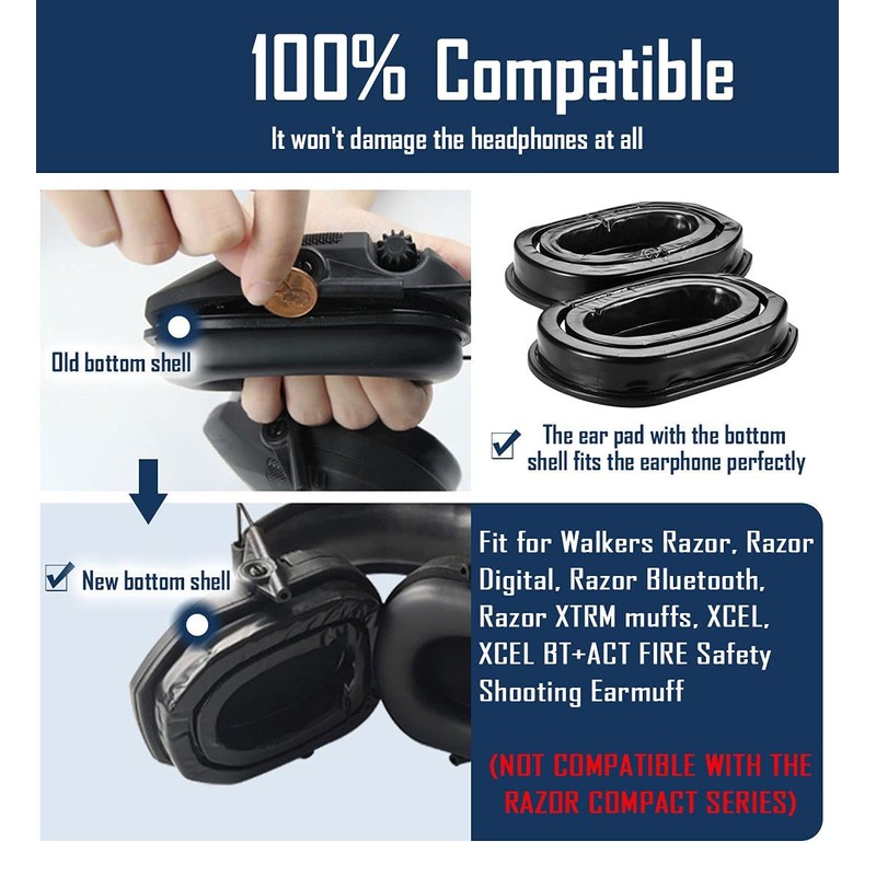 PROHEAR GEP03 3-Pack Upgraded Gel Ear Pads for Walker's Razor