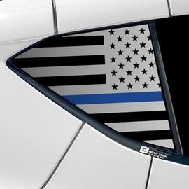 BOGAR TECH DESIGNS Precut Quarter Window American Flag Vinyl Decal Sticker Compatible with Chevy Corvette C8 2020-2024, Thin Blue Line