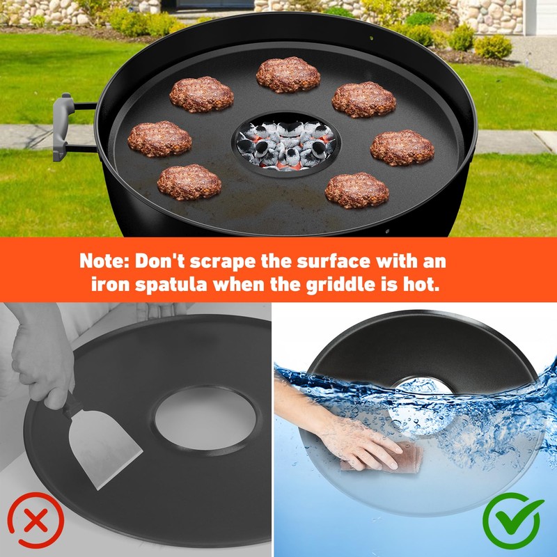 Charkettle Kettle Grill Flat Top Griddle, Nonstick Plancha Insert for